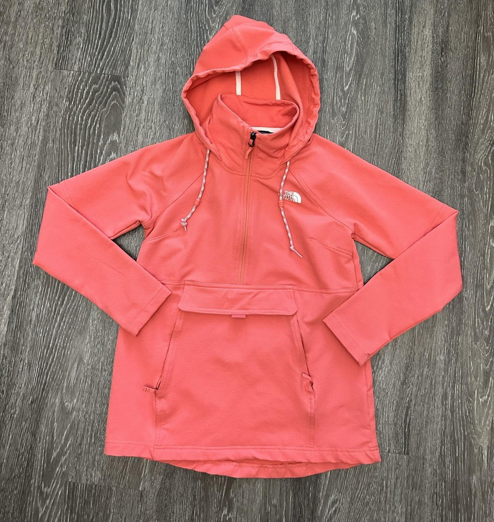 The North Face Teckno Ridge Hoodie Womens XS Orange 1/2 Zip Pullover Pocket